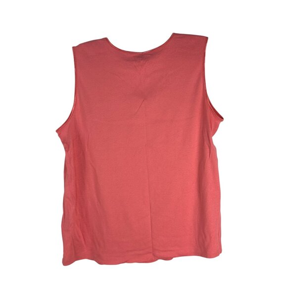 Christopher & Banks Womens Sleeveless Tank Top Size XL Pink 100% Cotton - Picture 2 of 5